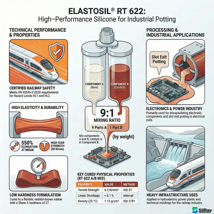WACKER ELASTOSIL RT 622 A/B 5kg – silikon do zalewania elektroniki i uzwojeń, Shore A 27 – zdjęcie 2