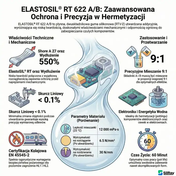 WACKER ELASTOSIL RT 622 A/B 30kg – silikon do zalewania elektroniki i uzwojeń, Shore A 27 – zdjęcie 2