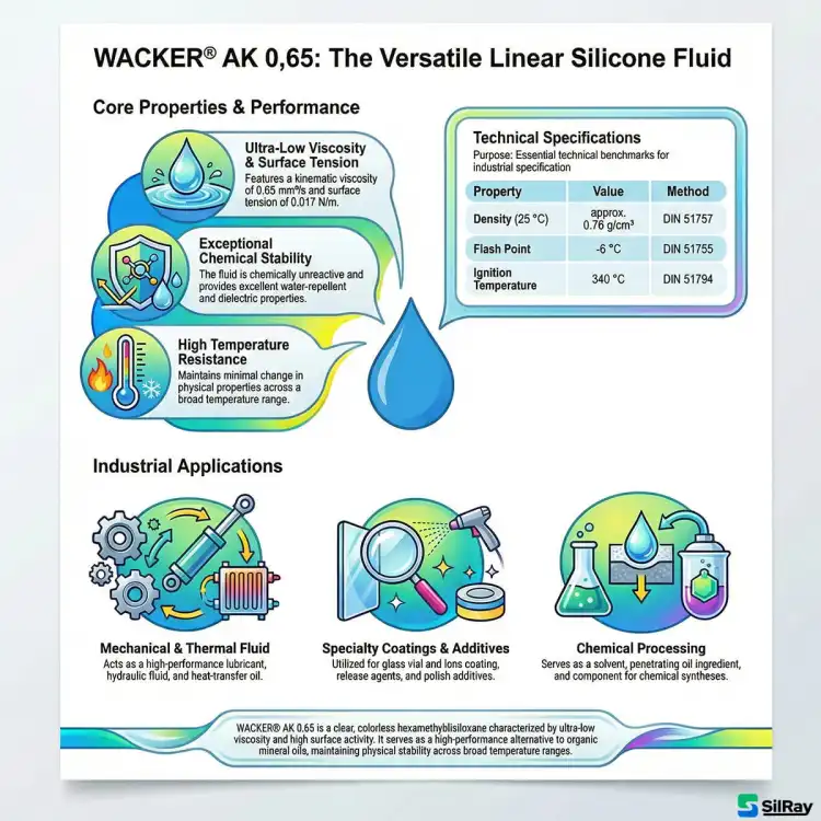 WACKER AK 0,65 20kg – niskolepki olej silikonowy do zastosowań przemysłowych, lepkość 0,65 mm²/s – zdjęcie 3