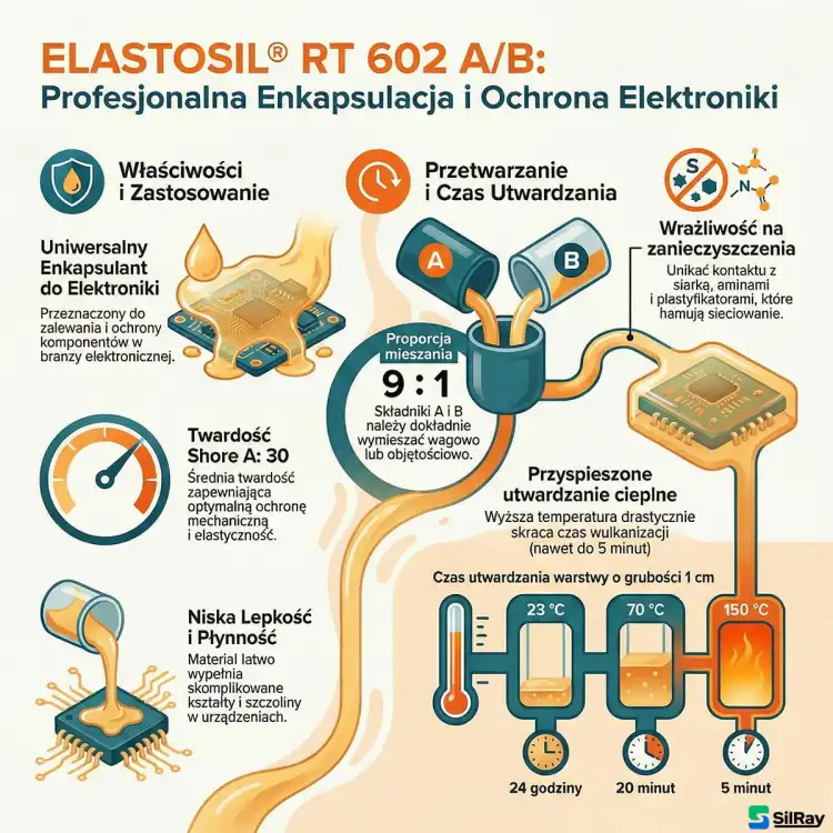 WACKER ELASTOSIL RT 602 A/B 1kg – silikon do zalewania elektroniki i ochrony komponentów, Shore A 45 – zdjęcie 2