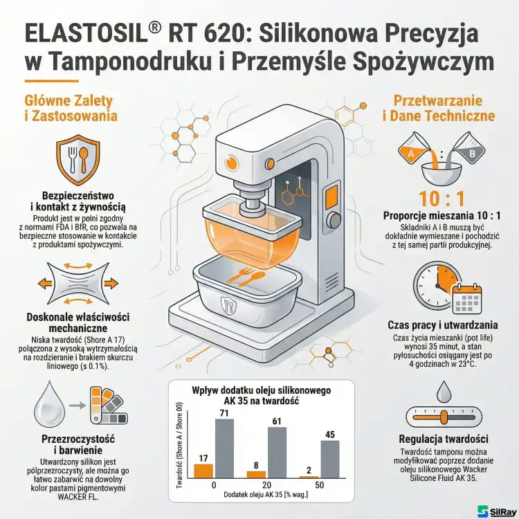 WACKER ELASTOSIL RT 620 A/B 33kg – bardzo miękki silikon do wykonywania tamponów drukarskich, Shore A 17 – zdjęcie 2