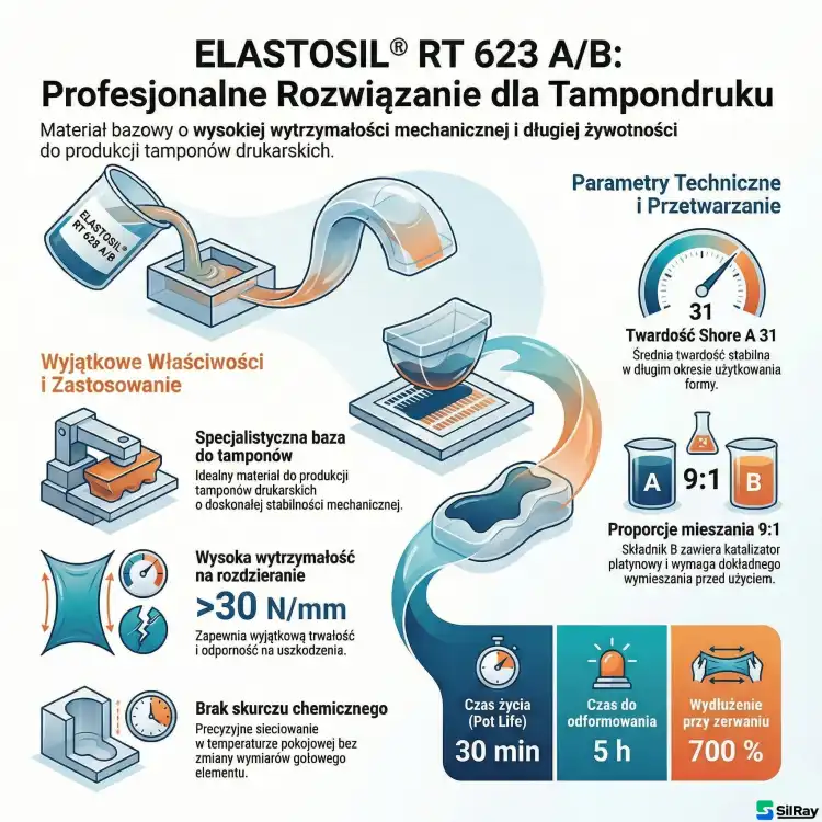WACKER ELASTOSIL RT 623 A/B 30kg – silikon do wykonywania tamponów drukarskich, Shore A 31 – zdjęcie 2