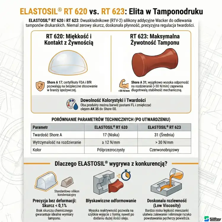 WACKER ELASTOSIL RT 623 A/B 1kg – silikon do wykonywania tamponów drukarskich, Shore A 31 – zdjęcie 4