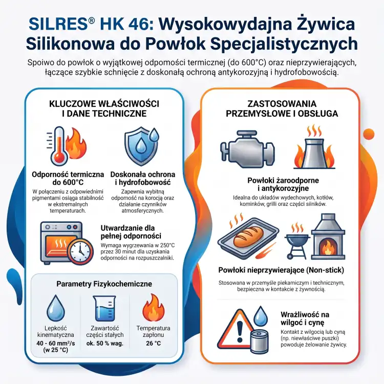 WACKER SILRES HK46 25kg – Wysokotemperaturowa żywica silikonowa, spoiwo żaroodporne, nieprzywierające do 600°C z atestem do kontaktu z żywnością