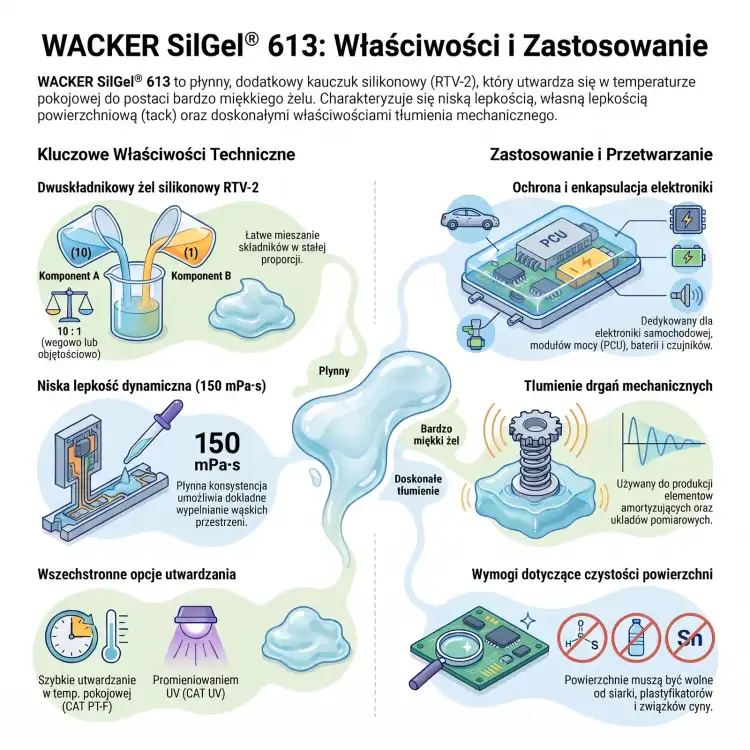 WACKER SilGel 613 – infografika – właściwości i zastosowanie